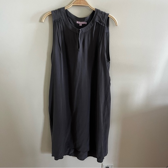 Calypso St. Barth Dresses & Skirts - Calypso St. Barth 100% Silk Gray Reverse Seam Fringe Dress Sz‎ M Quiet Luxury